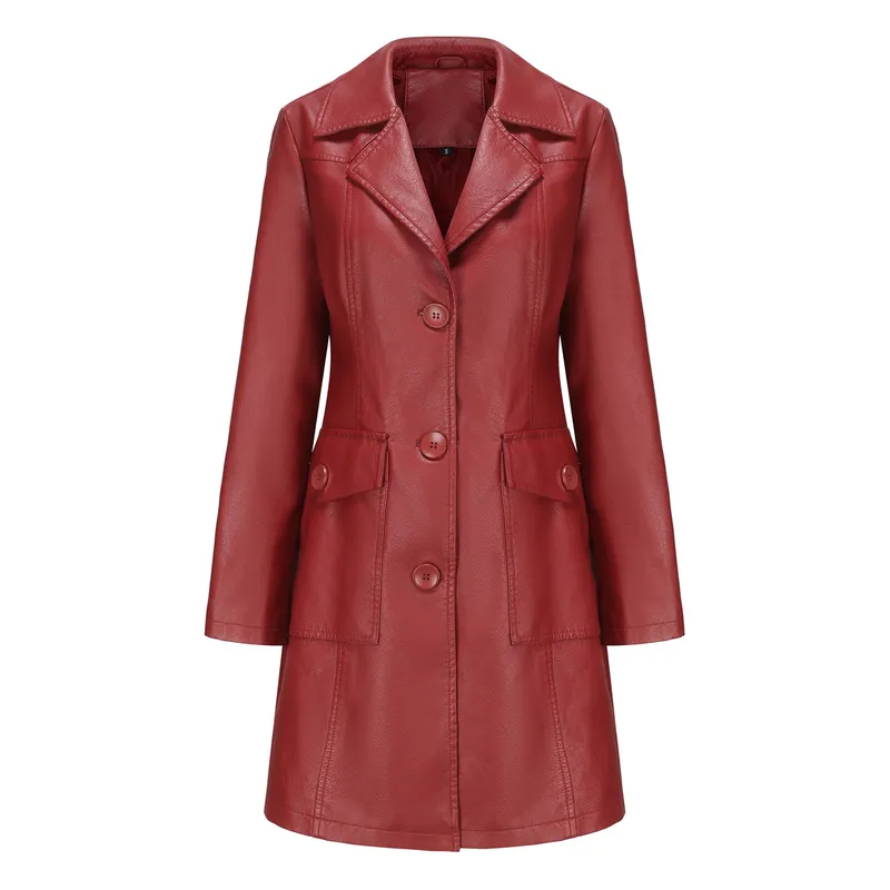 0C 416M39 Pallas Ropa de cuero de cuero para mujeres europeo y americano de manga de manga larga Flip Batk Bath Batked Smin Brea