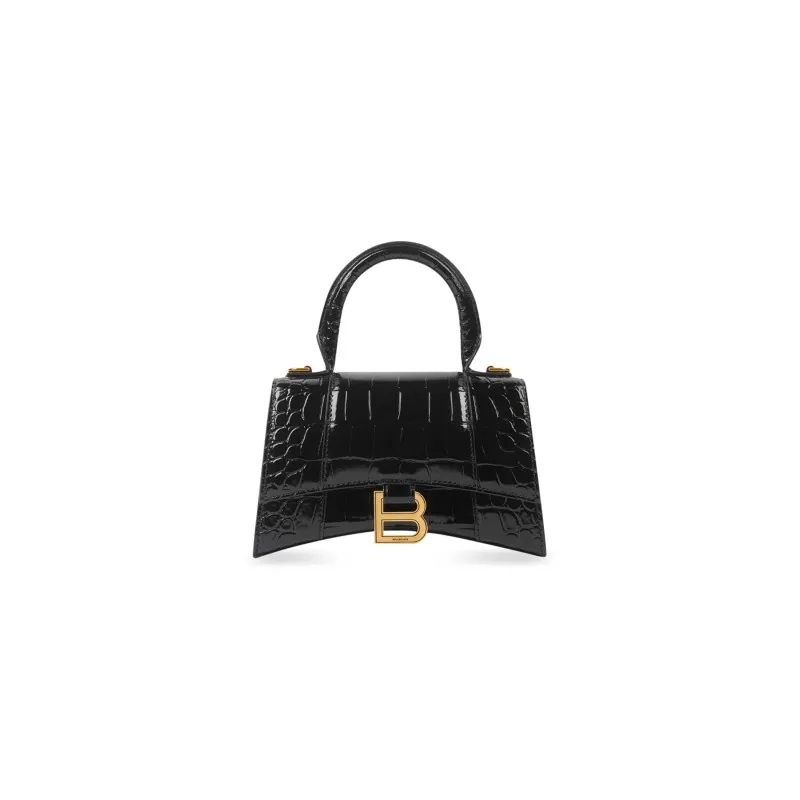 BALENCIAGA  HOURGLASS PIEL DE COCODRILO NEGRO