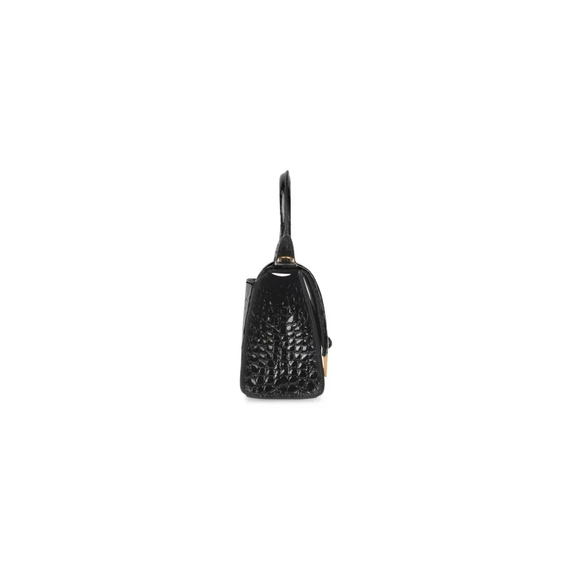 BALENCIAGA  HOURGLASS PIEL DE COCODRILO NEGRO