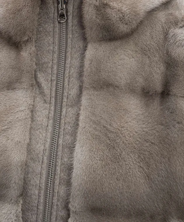 BE FLORENCE BEIGE TWOWAY VEST IN WOOL AND CASHMERE WITH MINK FUR