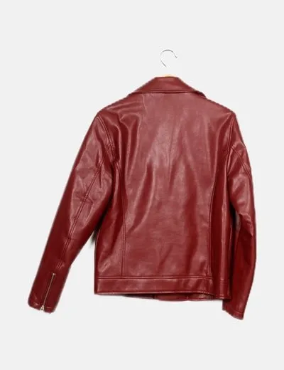 Bershka Chaqueta biker roja polipiel