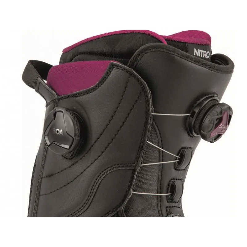 Botas de snowboard Nitro Cypress Boa (Dual Black White) para mujer