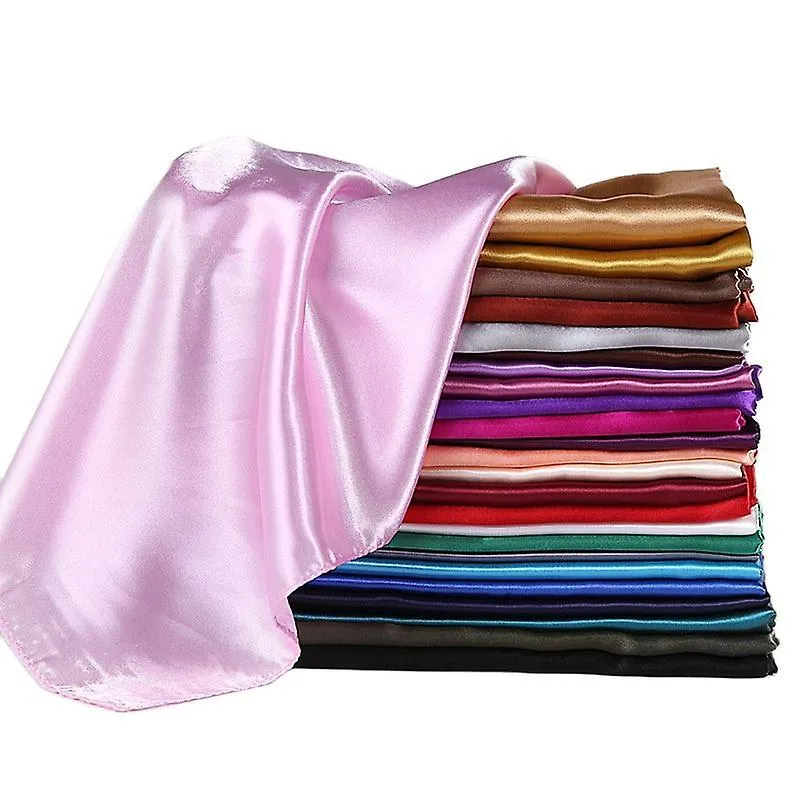 BUFANDA DE HIYAB CUADRADA DE SATéN DE SEDA | BUFANDA CUADRADA DE SEDA PARA LA CABEZA SóLIDA  25COLORS HIJAB MUJER
