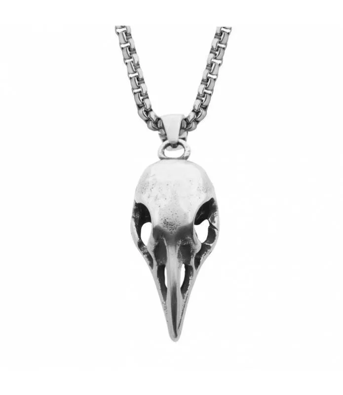 Cadena Con Calavera Cuervo Acero Inox Chain With Crow Skull SSP059GMNK