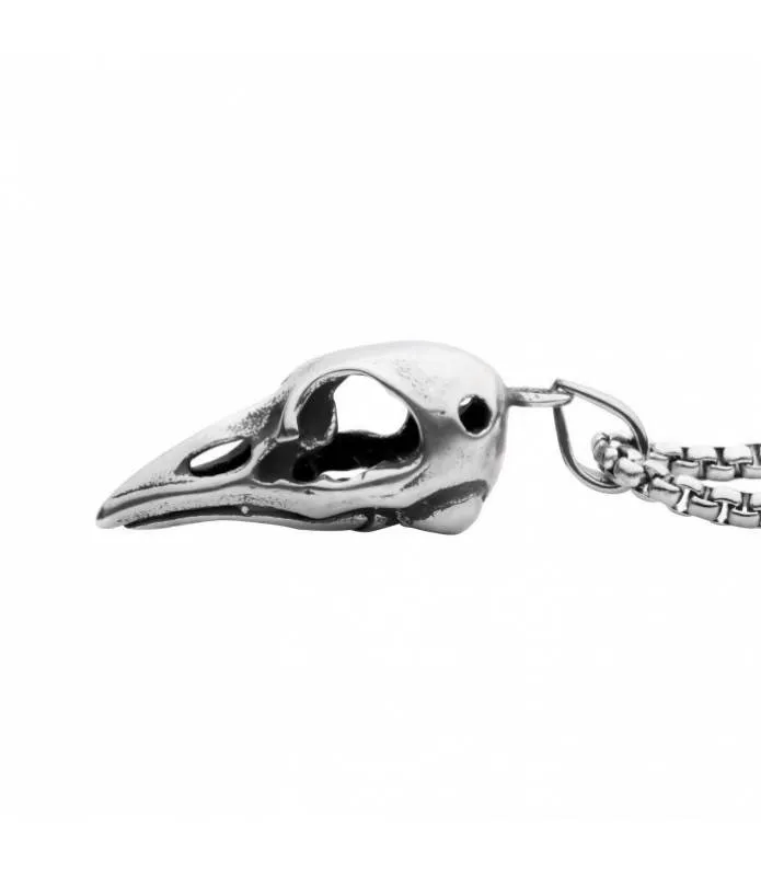 Cadena Con Calavera Cuervo Acero Inox Chain With Crow Skull SSP059GMNK