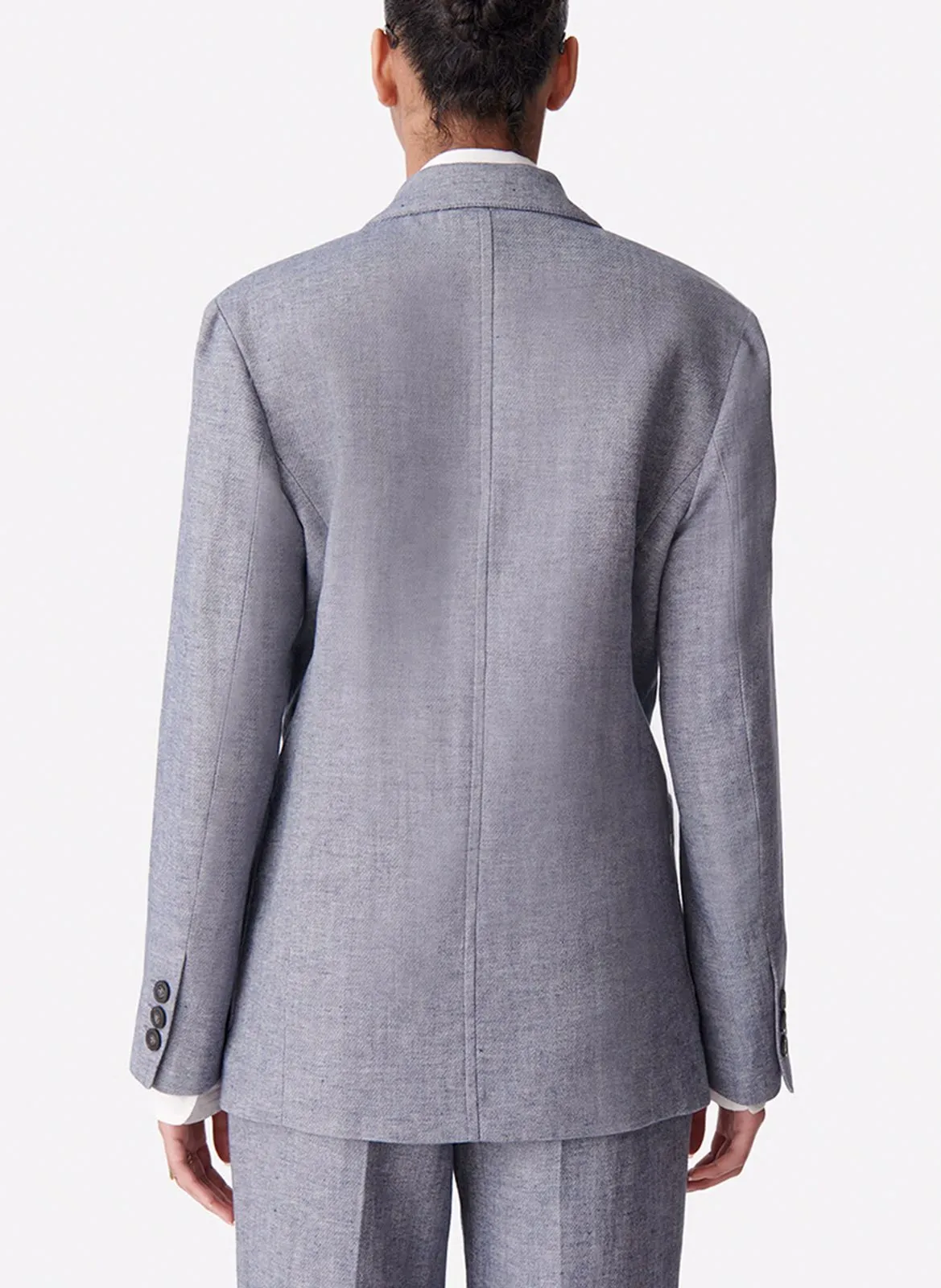 CALINE  CHAQUETA DE TRAJE FLUIDA DE ALGODóN Y LINO EN AZUL