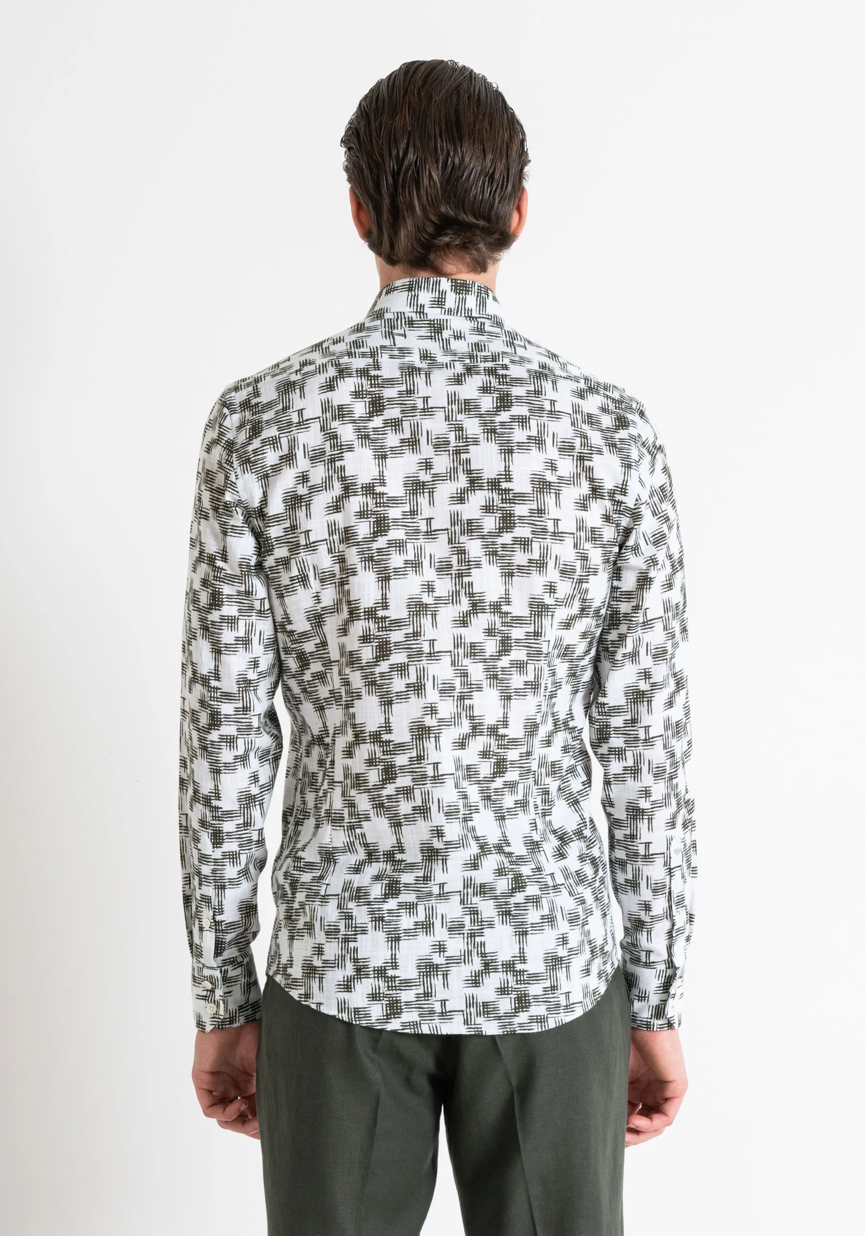 CAMISA SLIM FIT «NAPOLI» DE ALGODÓN CON ESTAMPADO FLAMEADO