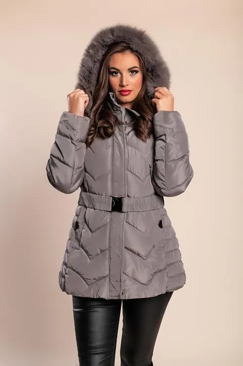 Chaqueta acolchada corta con capucha talla grande, fango