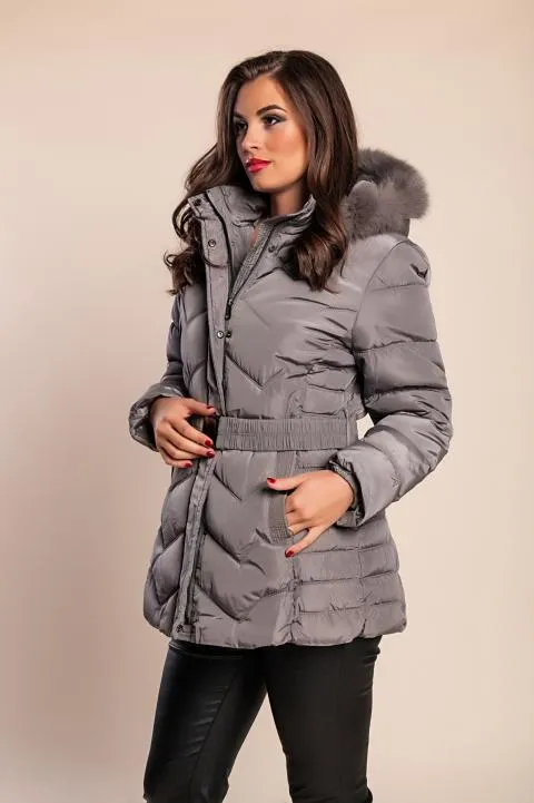 Chaqueta acolchada corta con capucha talla grande, fango
