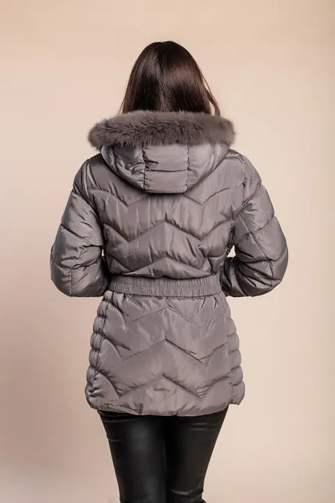 Chaqueta acolchada corta con capucha talla grande, fango