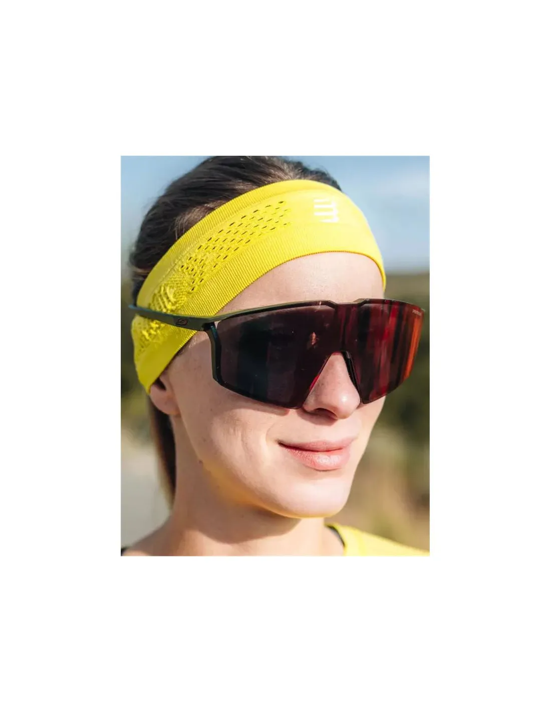 Cinta de pelo de Running Compressport Thin On/Off Amarillo