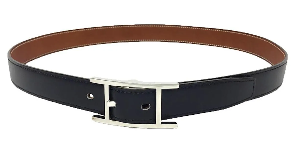 Cinturón de cuero Hermès con hebilla H Negro 