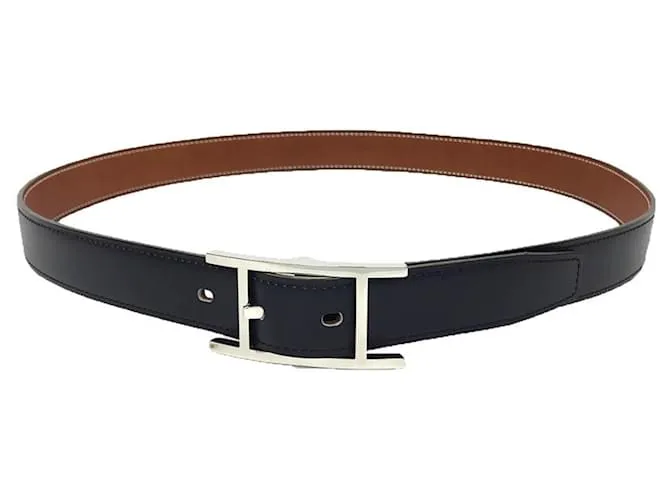 Cinturón de cuero Hermès con hebilla H Negro 