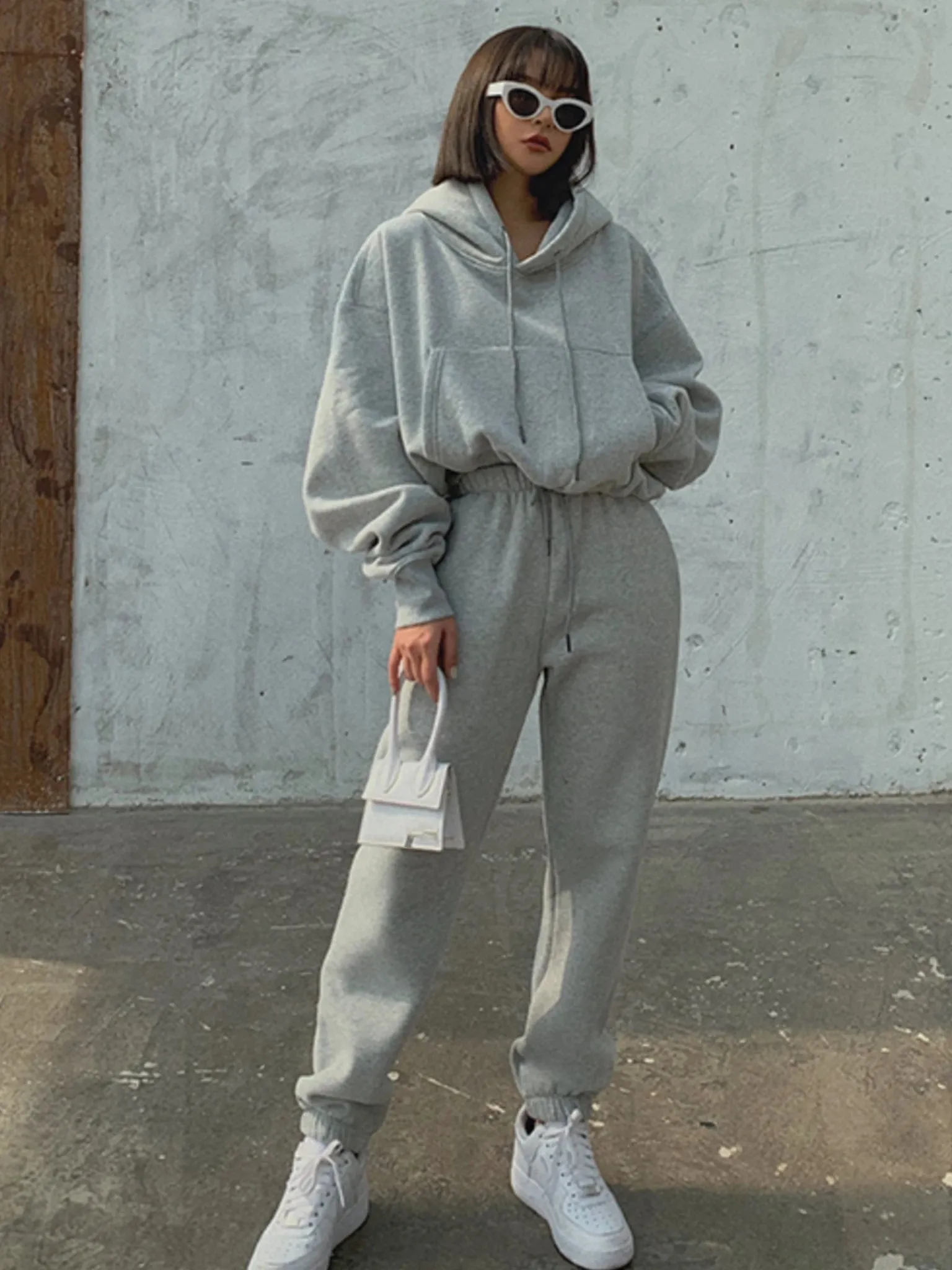 Conjunto de Chándal para Mujer Liso con Forro para Invierno