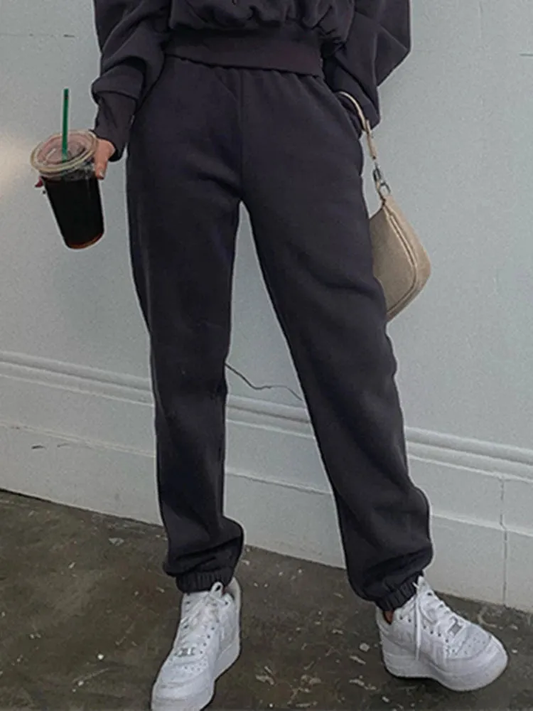 Conjunto de Chándal para Mujer Liso con Forro para Invierno