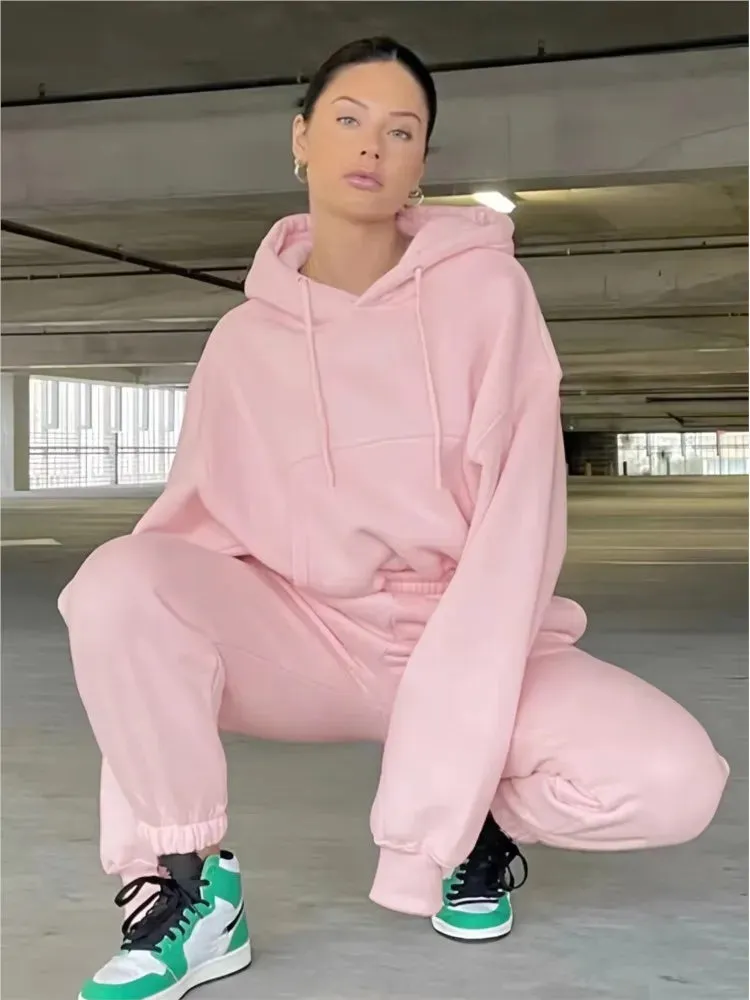 Conjunto de Chándal para Mujer Liso con Forro para Invierno