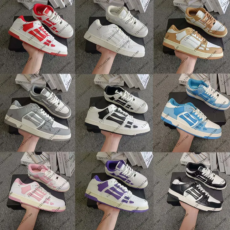 DISEñADOR SKELTOP ZAPATOS CASUALES AMIRISHOE BONES AMR RUNNER TOP BAJO SKELETON MEN SNEAKERS RETRO NEGRO DE CUERO GENUINO AMIRI