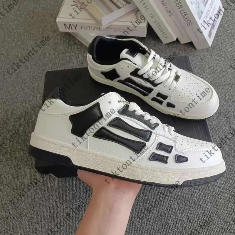 DISEñADOR SKELTOP ZAPATOS CASUALES AMIRISHOE BONES AMR RUNNER TOP BAJO SKELETON MEN SNEAKERS RETRO NEGRO DE CUERO GENUINO AMIRI