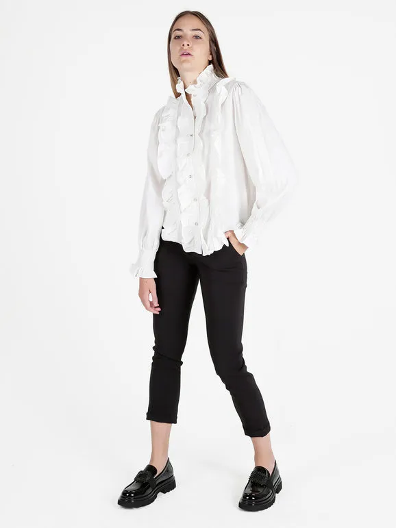 Frenetika Pantalón de mujer estilo capri con puños
