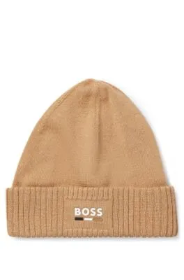 Gorro de punto en algodón para niños con logo de efecto de goma