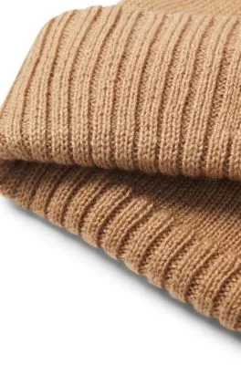 Gorro de punto en algodón para niños con logo de efecto de goma