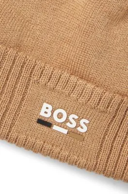 Gorro de punto en algodón para niños con logo de efecto de goma