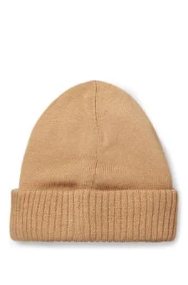 Gorro de punto en algodón para niños con logo de efecto de goma