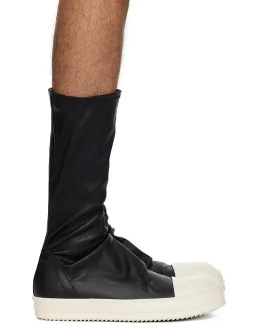 Leather Boots Sock Sneakers Black Milk Milk