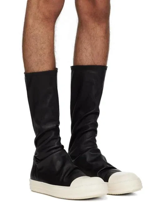 Leather Boots Sock Sneakers Black Milk Milk