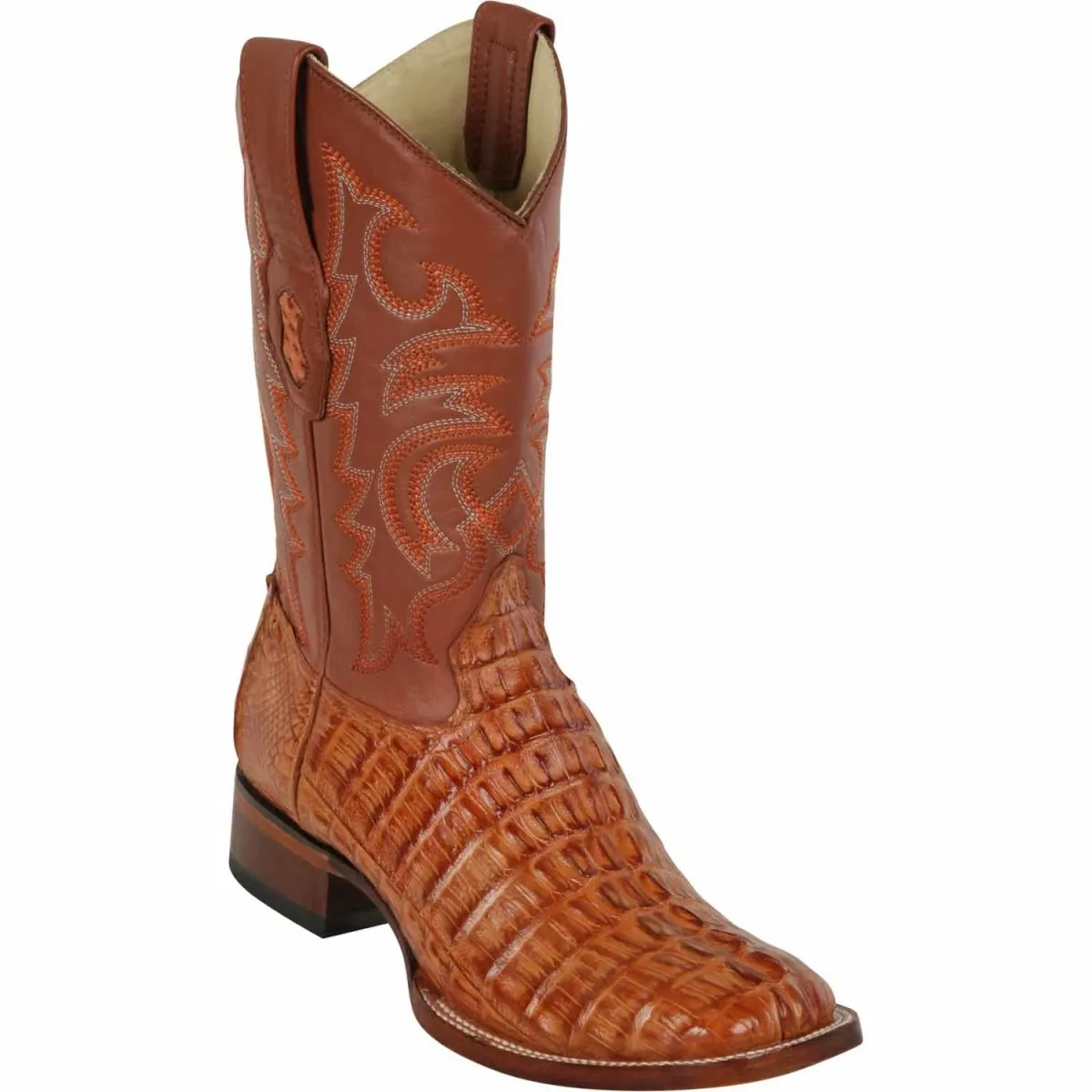 MEN'S LOS ALTOS CAIMAN TAIL WIDE SQUARE TOE BOOTS  COGNAC 8220103