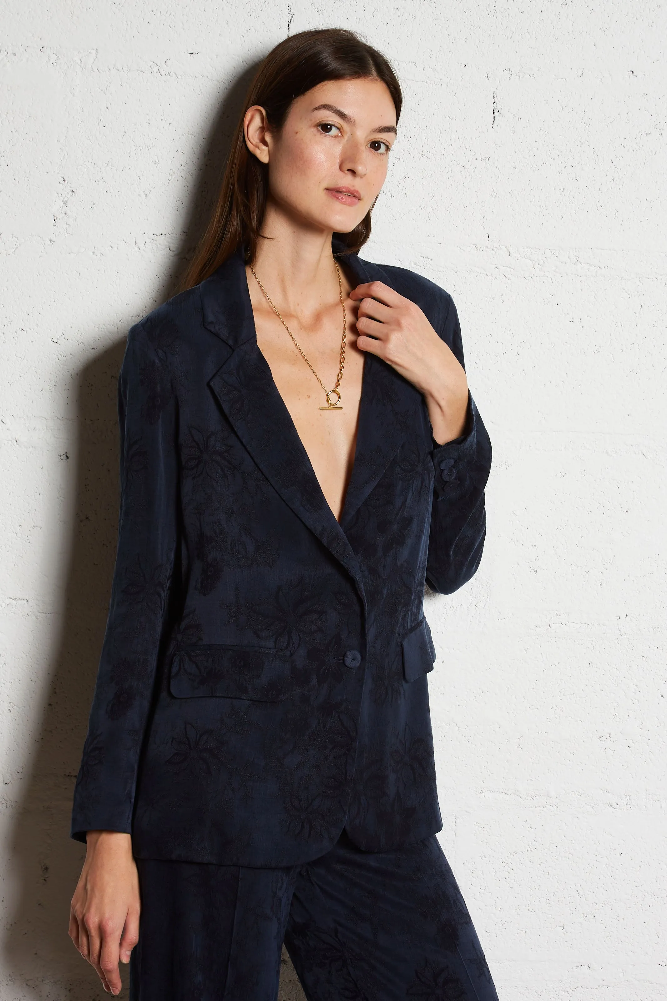 MOMONI NAGOYA  CHAQUETA DE SASTRE DE JACQUARD  EN AZUL