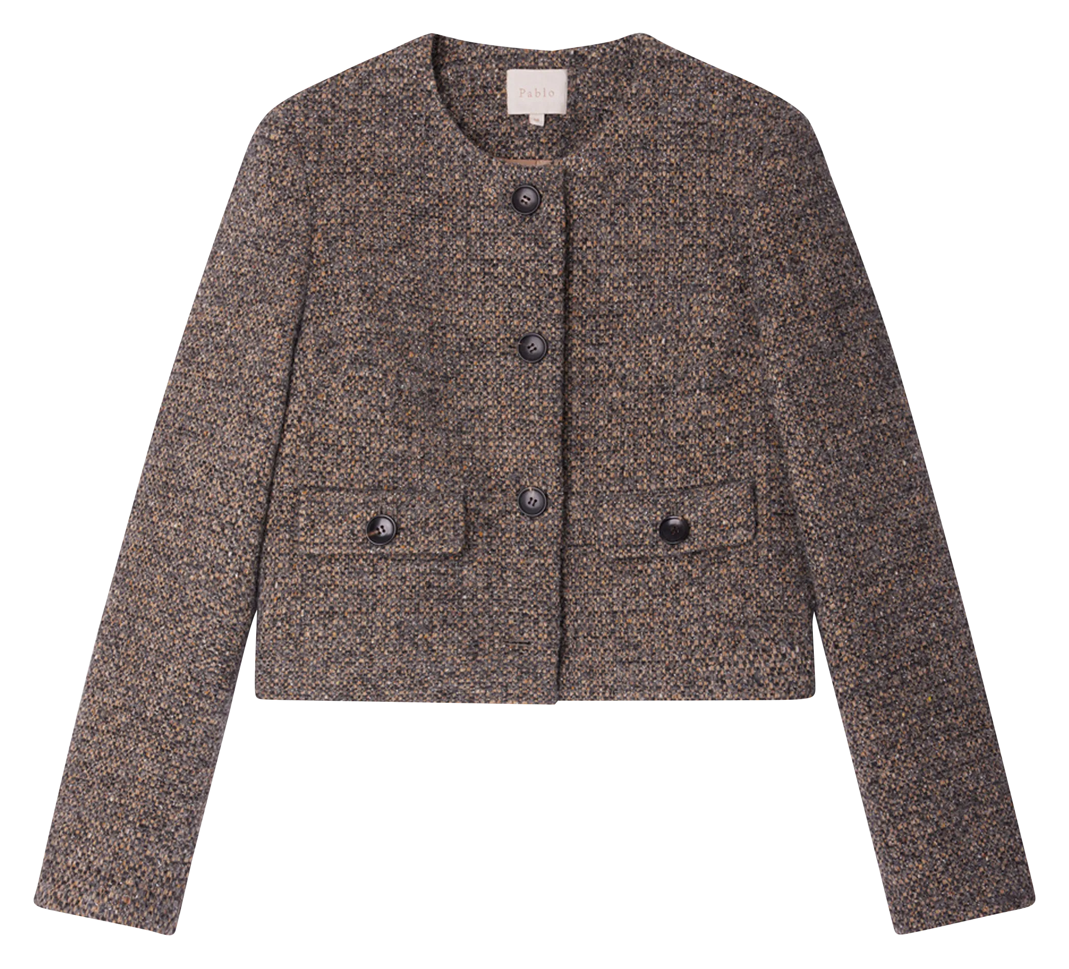 PABLO MARJANE  CHAQUETA CORTA RECTA DE TWEED EN GRIS