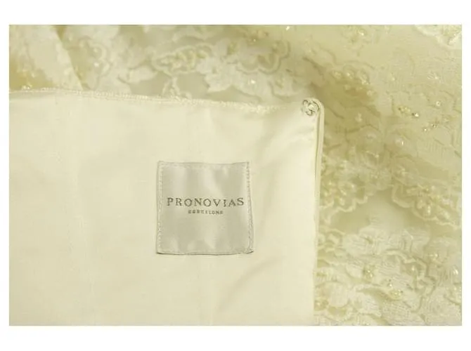 Pronovias vestido de novia de encaje blanco hasta el suelo con cuentas vestido de novia halter 42 ESO 