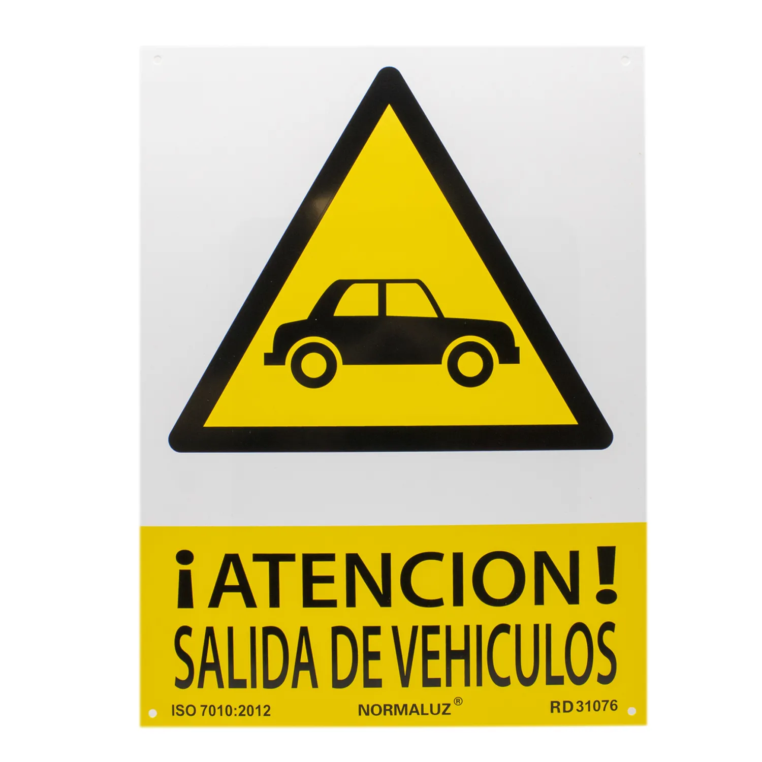 Señal Atencion Salida De Vehiculos PVC 21x30  Amarillo