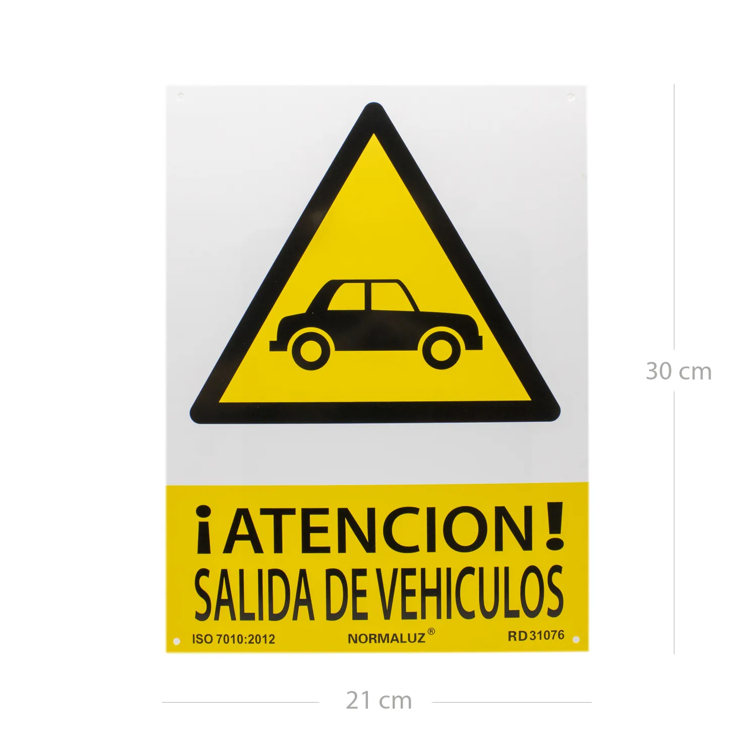 Señal Atencion Salida De Vehiculos PVC 21x30  Amarillo