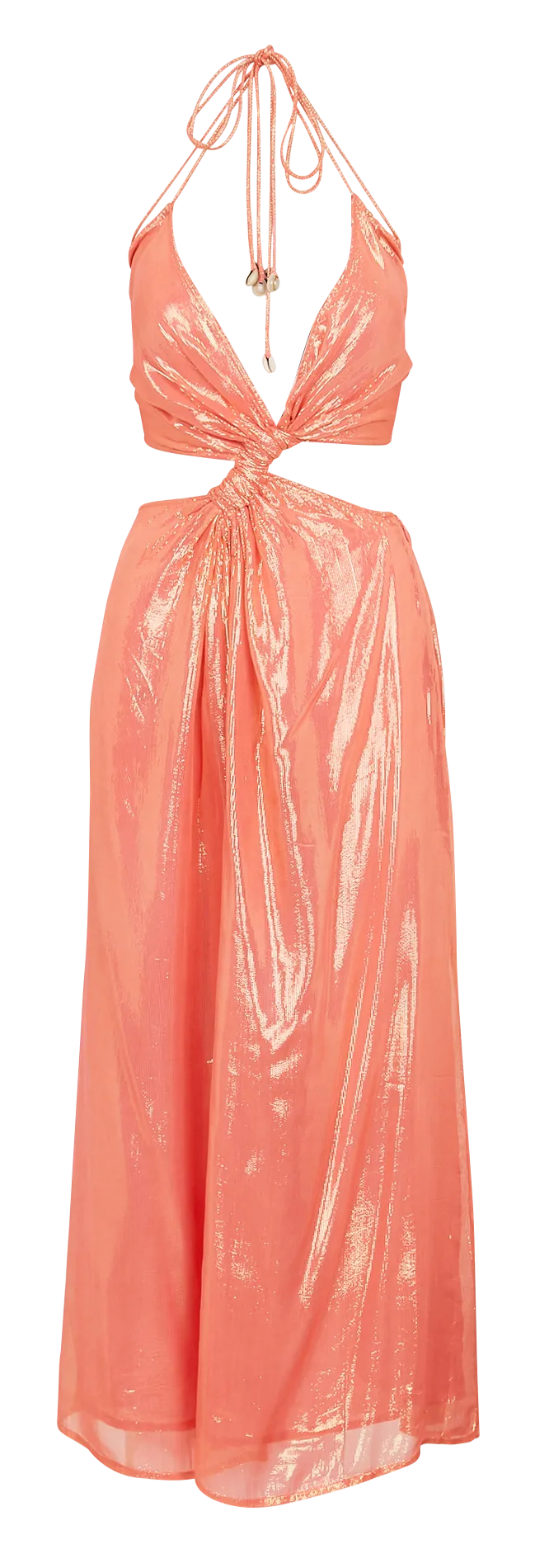 SUNDRESS BETTINA  VESTIDO LARGO RECTO CON CUELLO DE PICO EN NARANJA