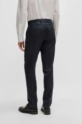 Traje regular fit en seda y lana virgen estampada