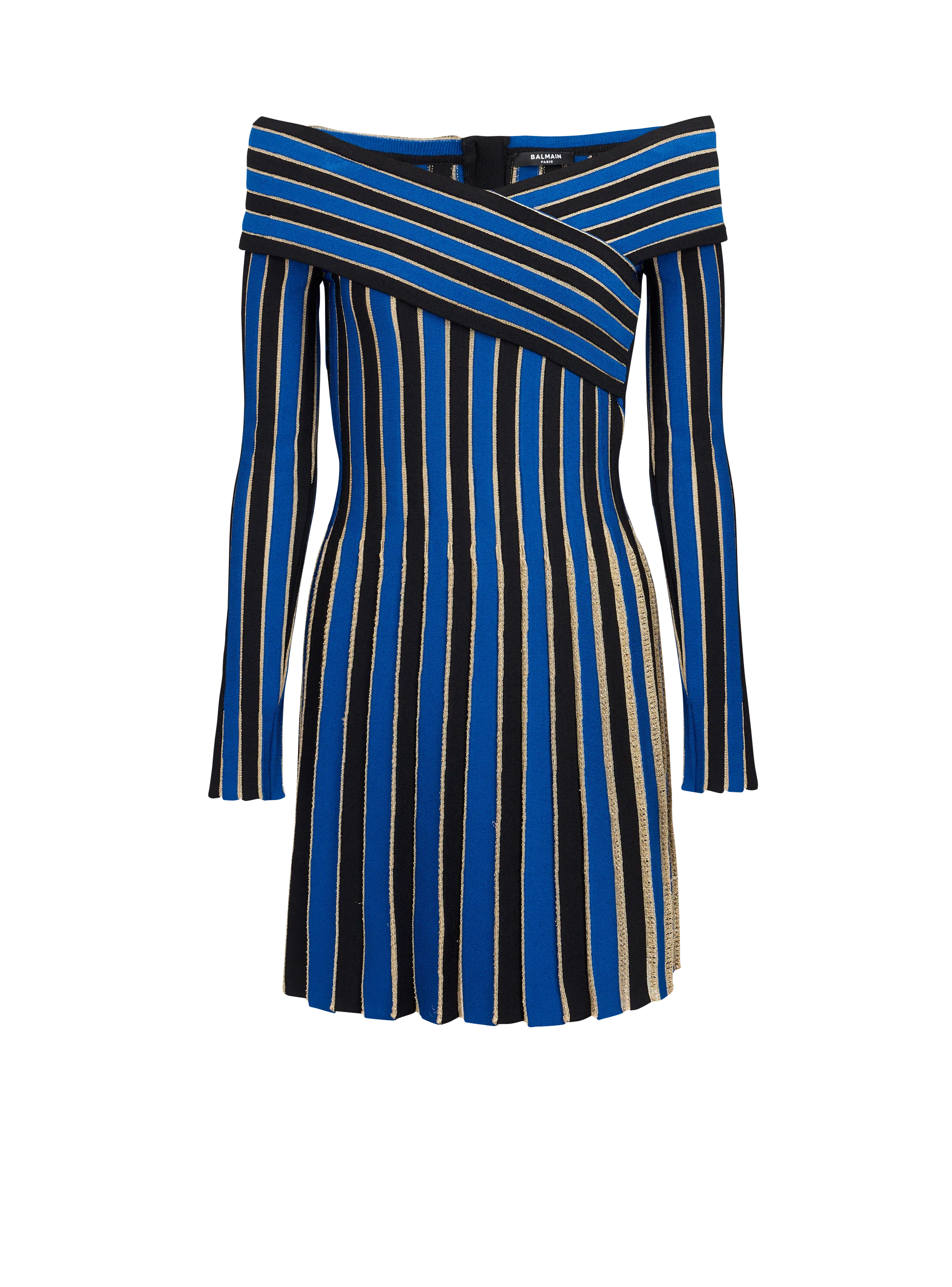 Vestido de punto a rayas metálicas