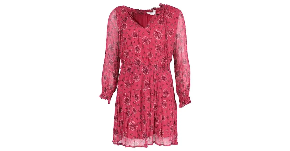 Vestido estampado con mangas transparentes en viscosa roja de Ba&sh 