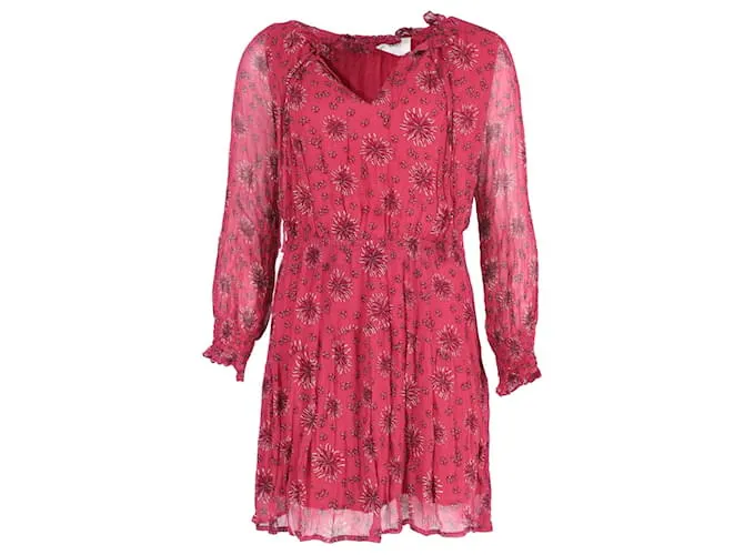 Vestido estampado con mangas transparentes en viscosa roja de Ba&sh 