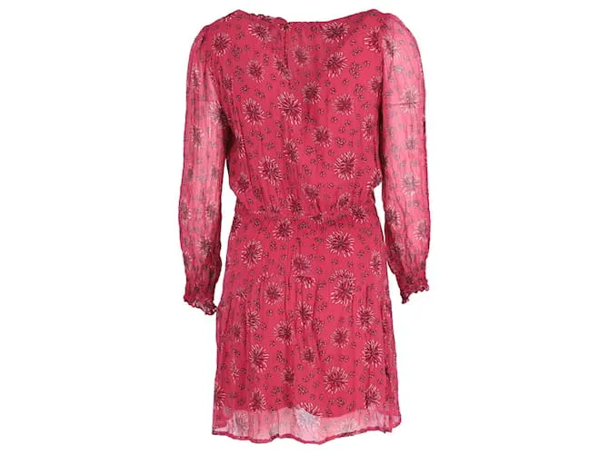 Vestido estampado con mangas transparentes en viscosa roja de Ba&sh 