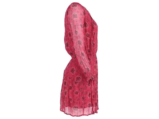 Vestido estampado con mangas transparentes en viscosa roja de Ba&sh 