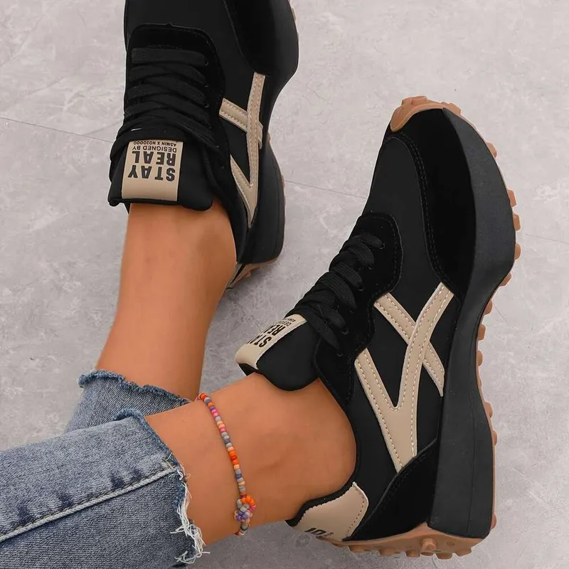 ZAPATILLAS DE ZAPATILLAS LIVIANAS PARA MUJERES  ZAPATOS CASUALES DE PAPá CON CIERRE DE CORDONES, SUELA PLANA VERSáTIL, TAPA DE 